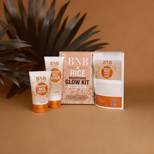 BNB Rice Extract Bright & Glow Kit ( Rice Face Wash + Rice Scrub + Rice Mask )